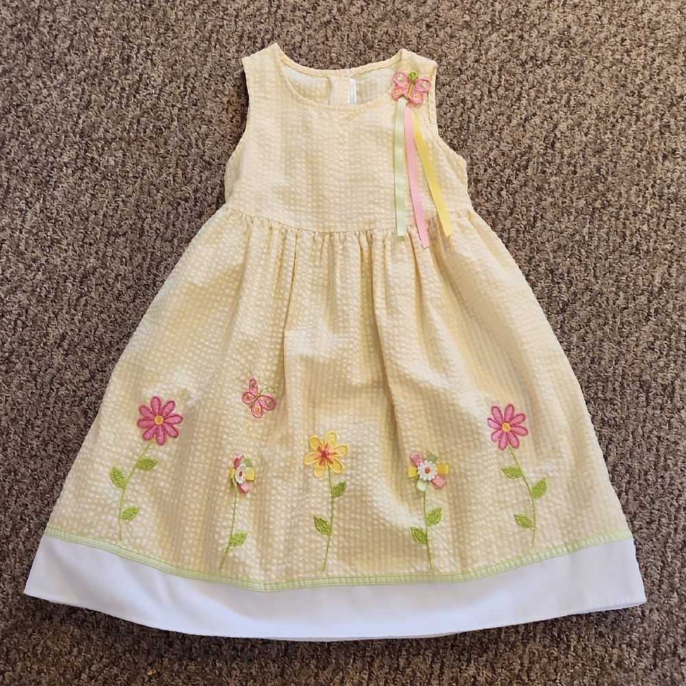 Jenny & Me Yellow Plaid Butterfly Sleeveless Dress Size 10